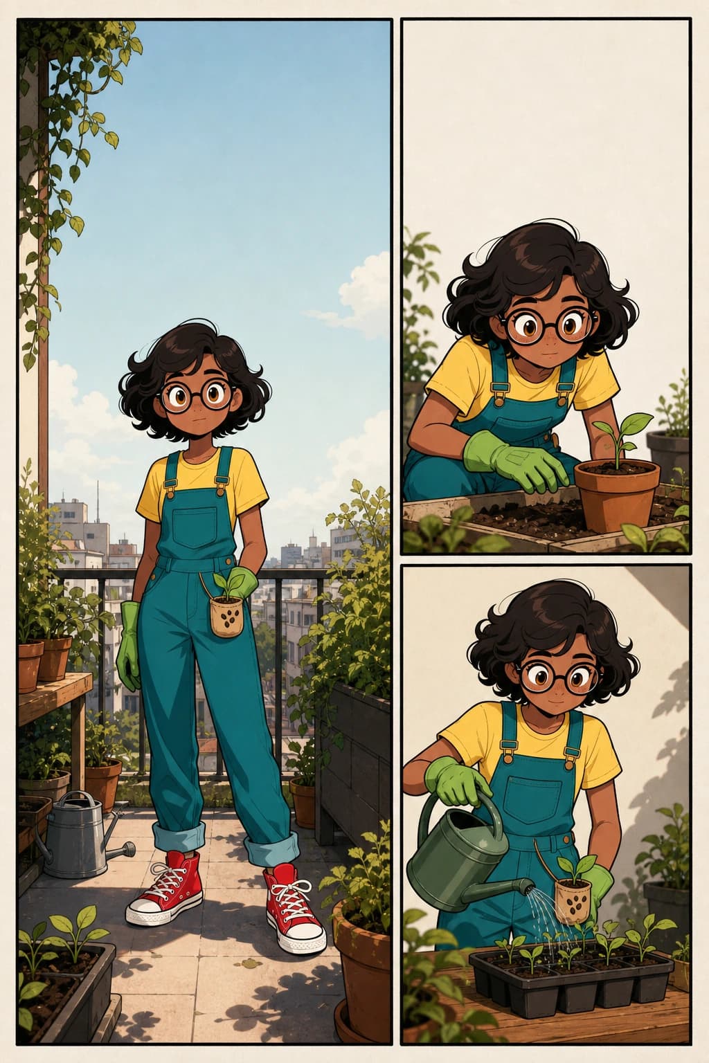 Comic page with one large and two smaller panels