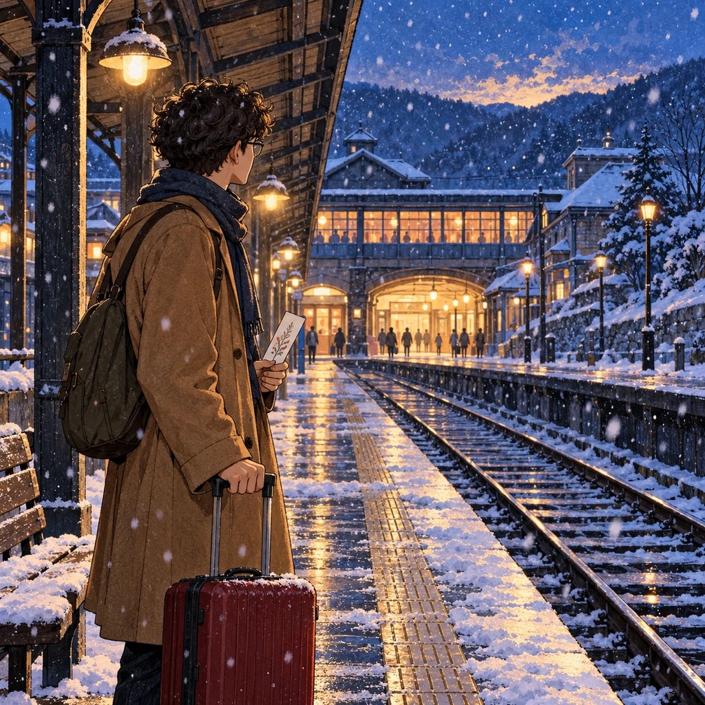 Snowy platform · the journey home